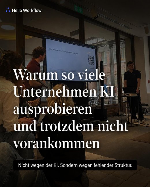 Social Post Slide 1: Hook, Einstieg in ein Hello-Workflow-Carousel